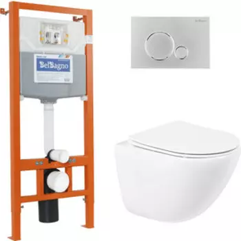 Комплект унитаза BelBagno Amanda с инсталляцией и сиденьем микролифт (BB051CHR, BB051SC, BB001-120, BB015-SR-CHROME)