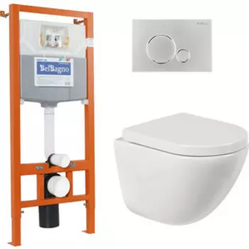 Комплект унитаза BelBagno Amanda с инсталляцией и сиденьем микролифт (BB051CHR, BB105SC, BB001-120, BB015-SR-CHROME)