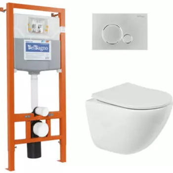 Комплект унитаза BelBagno Amanda с инсталляцией и сиденьем микролифт (BB051CHR, BB2031SC, BB001-120, BB015-SR-CHROME)