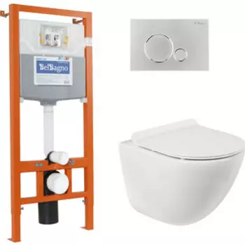 Комплект унитаза BelBagno Amanda с инсталляцией и сиденьем микролифт (BB051CHR, BB2111SC, BB001-120, BB015-SR-CHROME)