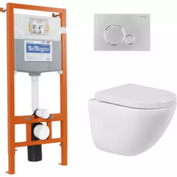 Комплект унитаза BelBagno Amanda с инсталляцией и сиденьем микролифт (BB051CHR, BB865SC, BB001-120, BB015-SR-CHROME)