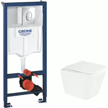 Комплект унитаза BelBagno Due с инсталляцией Grohe, с кнопкой Skate Air хром, сиденье микролифт (BB3103CHR/SC, 38721001)