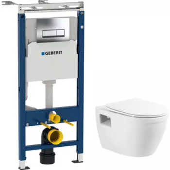 Комплект унитаза BelBagno Loto с инсталляцией Geberit, с кнопкой хром, сиденье микролифт (BB070CHR/SC, 458.125.21.1)