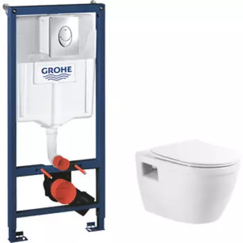 Комплект унитаза BelBagno Loto с инсталляцией Grohe, с кнопкой Skate Air хром, сиденье микролифт (BB070CHR/SC, 38721001)