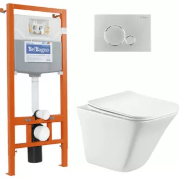 Комплект унитаза BelBagno Marmi с инсталляцией и сиденьем микролифт (BB052CHR, BB052SC, BB001-120, BB015-SR-CHROME)