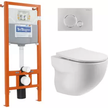 Комплект унитаза BelBagno Onda с инсталляцией и сиденьем микролифт (BB066CHR, BB2031, BB001-120, BB015-SR-CHROME)