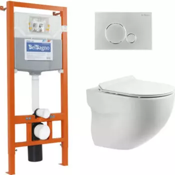 Комплект унитаза BelBagno Onda с инсталляцией и сиденьем микролифт (BB066CHR, BB2111SC, BB001-120, BB015-SR-CHROME)