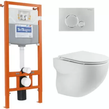 Комплект унитаза BelBagno Onda с инсталляцией и сиденьем микролифт (BB066CHR, BB870SC, BB001-120, BB015-SR-CHROME)