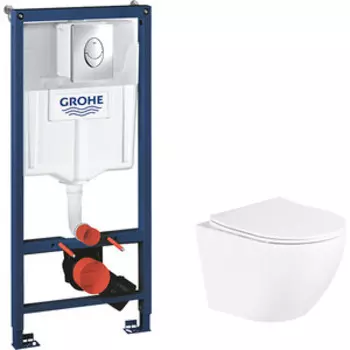 Комплект унитаза BelBagno Uno с инсталляцией Grohe, с кнопкой Skate Air хром, сиденье микролифт (BB3105CHR/SC, 38721001)