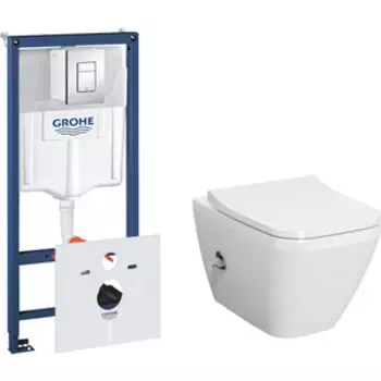 Комплект унитаза-биде Vitra Integra Square со смесителем, инсталляцией, микролифт (7082B003-7209, 38775001, 191-003-009)