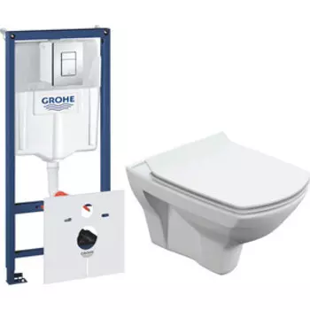 Комплект унитаза Cersanit Carina XL Clean On DPL EO slim с инсталляцией и сиденьем микролифт (S-MZ-CARINA-XL-COn-S-DL-w, 38775001)