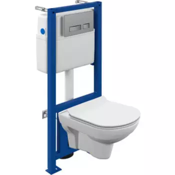 Комплект унитаза Cersanit City Co Dpl Eo slim микролифт, инсталляция Link Pro кнопка хром матовый (64075)