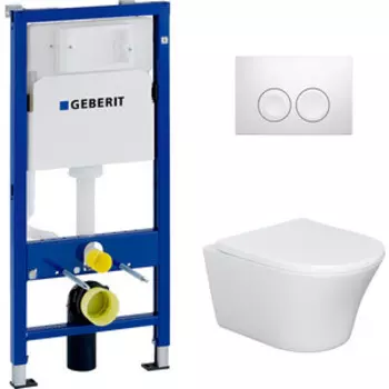 Комплект унитаза Damixa Skyline сиденье микролифт, инсталляция, клавиша белая (DX35C1700SC, 458.103.00.1, 115.125.11.1)