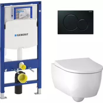 Комплект унитаза Geberit iCon с инсталляцией, кнопкой и сиденьем микролифт (500.784.01.1, 111.300.00.5, 115.770.DW.5)