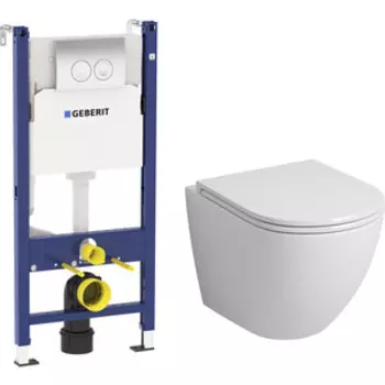 Комплект унитаза Grossman GR-4455 DuofixBasic Delta тонкий микролифт, белый, клавиша хром