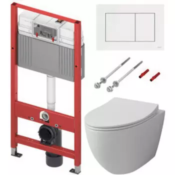 Комплект унитаза Grossman с инсталляцией TECE, клавиша белая матовая, сиденье микролифт (GR-4451S, 9400413)