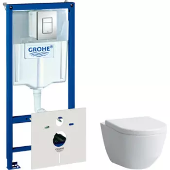 Комплект унитаза Laufen Pro с инсталляцией Grohe, кнопкой, сиденьем микролифт (8.2096.5, 8.9896.6, 38775001)