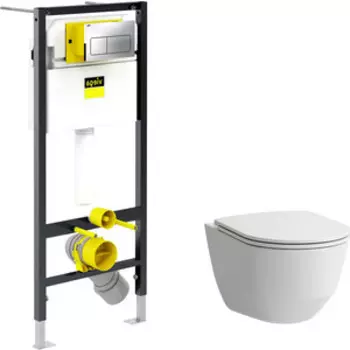 Комплект унитаза Laufen Pro с инсталляцией, кнопкой и сиденьем микролифт (8.2096.5, 8.9896.6, 792824)