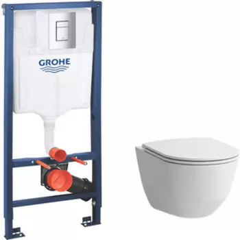 Комплект унитаза Laufen Pro с инсталляцией, кнопкой и сиденьем микролифт (8.2096.5, 8.9896.6, 38772001)