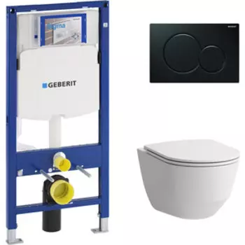 Комплект унитаза Laufen Pro с инсталляцией, кнопкой и сиденьем микролифт (8.2096.5, 8.9896.6, 111.300.00.5, 115.770.DW.5)