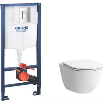 Комплект унитаза Laufen Pro с инсталляцией, кнопкой и сиденьем микролифт (8.2096.6, 8.9896.6, 38772001)