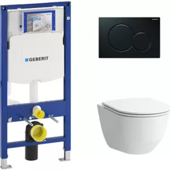 Комплект унитаза Laufen Pro с инсталляцией, кнопкой и сиденьем микролифт (8.2096.6, 8.9896.6, 111.300.00.5, 115.770.DW.5)