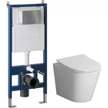 Комплект унитаза Niagara Vista с инсталляцией, клавишей Galaxy хром матовая, сиденье-микролифт