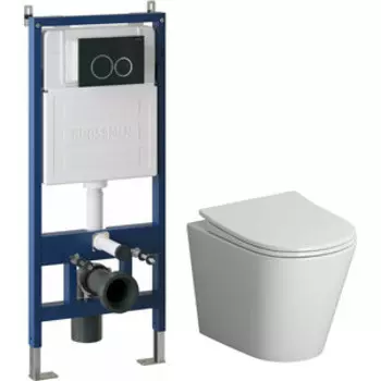 Комплект унитаза Niagara Vista с инсталляцией, клавишей Galaxy черная матовая, сиденье-микролифт