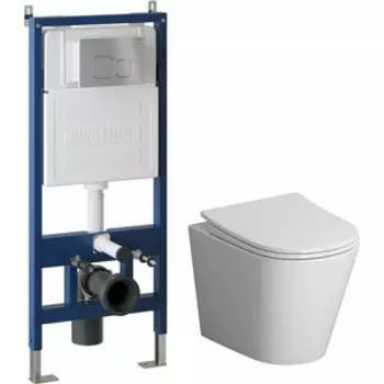 Комплект унитаза Niagara Vista с инсталляцией, клавишей Cosmo хром матовая, сиденье-микролифт