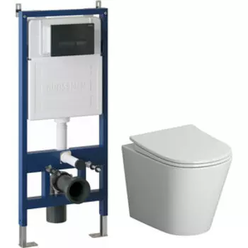 Комплект унитаза Niagara Vista с инсталляцией, клавишей Pragma черная матовая, сиденье-микролифт