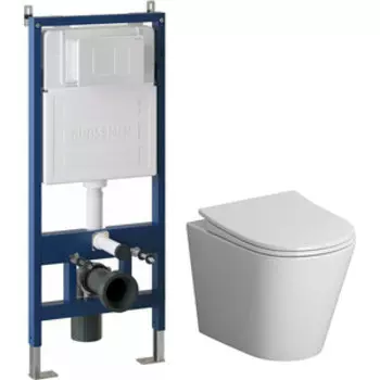 Комплект унитаза Niagara Vista с инсталляцией, клавишей Classic белая матовая, сиденье-микролифт