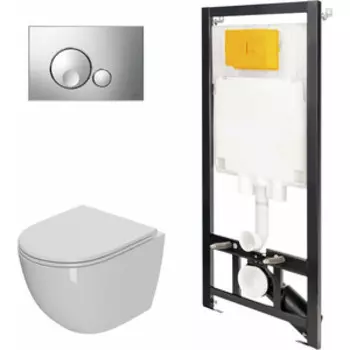 Комплект унитаза Point Афина с инсталляцией OLI, клавишей Globe хром, сиденье микролифт (886914GBOO+PN41041)