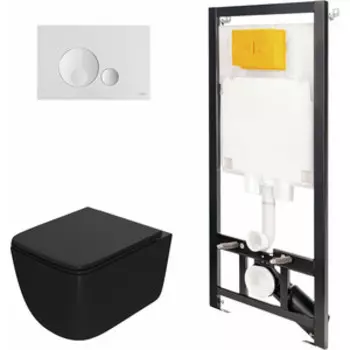 Комплект унитаза Point Меркурий с инсталляцией OLI, белой клавишей Globe, сиденье микролифт (886914GBO1+PN41831BM)