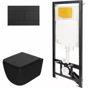 Комплект унитаза Point Меркурий с инсталляцией OLI, черной клавишей Slim, сиденье микролифт (886914SLO3+PN41831BM)