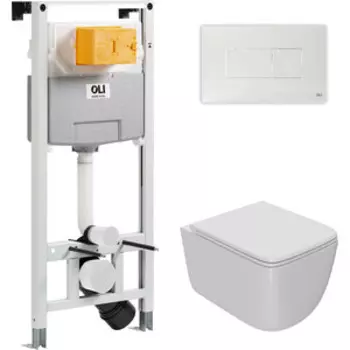 Комплект унитаза Point Меркурий с инсталляцией OLI pneumatic, белой клавишей Karisma, сиденье-микролифт, белый (879235pKA01+PN41831)