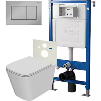 Комплект унитаза Point Ника с инсталляцией, клавишей Ника хром, сиденье-микролифт (PN48089C)