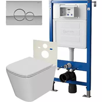 Комплект унитаза Point Ника с инсталляцией, клавишей Виктория хром, сиденье-микролифт (PN48081C)