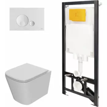 Комплект унитаза Point Ника с инсталляцией OLI, белой клавишей Globe, сиденье микролифт (886914GBO1+PN41081)