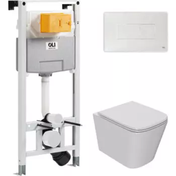 Комплект унитаза Point Ника с инсталляцией OLI pneumatic, белой клавишей Karisma, сиденье-микролифт, белый (879235pKA01+PN41081)