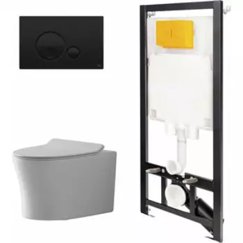 Комплект унитаза Point Вега с инсталляцией OLI, черной клавишей Globe, сиденье микролифт (886914GBO3+PN41711)