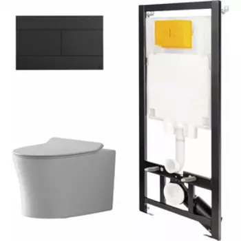 Комплект унитаза Point Вега с инсталляцией OLI, черной клавишей Slim, сиденье микролифт (886914SLO3+PN41711)