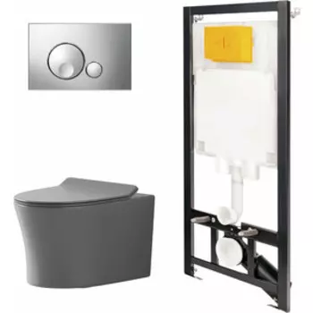 Комплект унитаза Point Вега с инсталляцией OLI, клавишей Globe хром, сиденье микролифт (886914GBOO+PN41711GM)