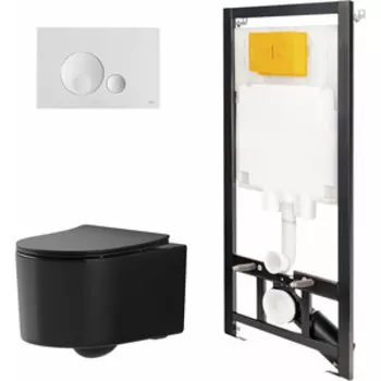 Комплект унитаза Point Веста с инсталляцией OLI, белой клавишей Globe, сиденье микролифт (886914GBO1+PN41701BM)