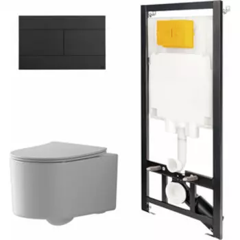 Комплект унитаза Point Веста с инсталляцией OLI, черной клавишей Slim, сиденье микролифт (886914SLO3+PN41701)