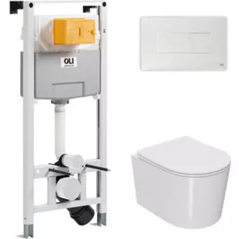 Комплект унитаза Point Веста с инсталляцией OLI pneumatic, белой клавишей Karisma, сиденье-микролифт, белый (879235pKA01+PN41701)
