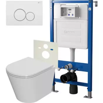 Комплект унитаза Point Виктория с инсталляцией, клавишей Виктория белая/хром, сиденье-микролифт (PN48067WC)