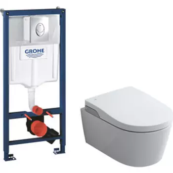 Комплект унитаза Roca Inspira с инсталляцией, кнопкой, сиденьем микролифт (803060001, 38721001)