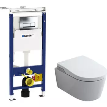 Комплект унитаза Roca Inspira с инсталляцией, кнопкой, сиденьем микролифт (803060001, 458.125.21.1)