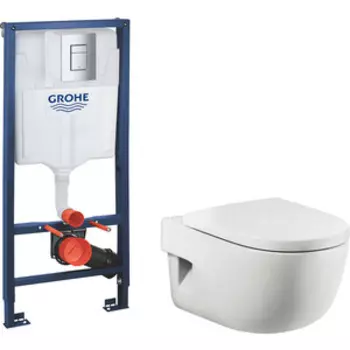 Комплект унитаза Roca Meridian Compact с инсталляцией, кнопкой, сиденьем микролифт (346248000, 8012AC00B, 38772001)