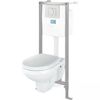Комплект унитаза Rosa Рио с инсталляцией и белой клавишей, сиденье-микролифт